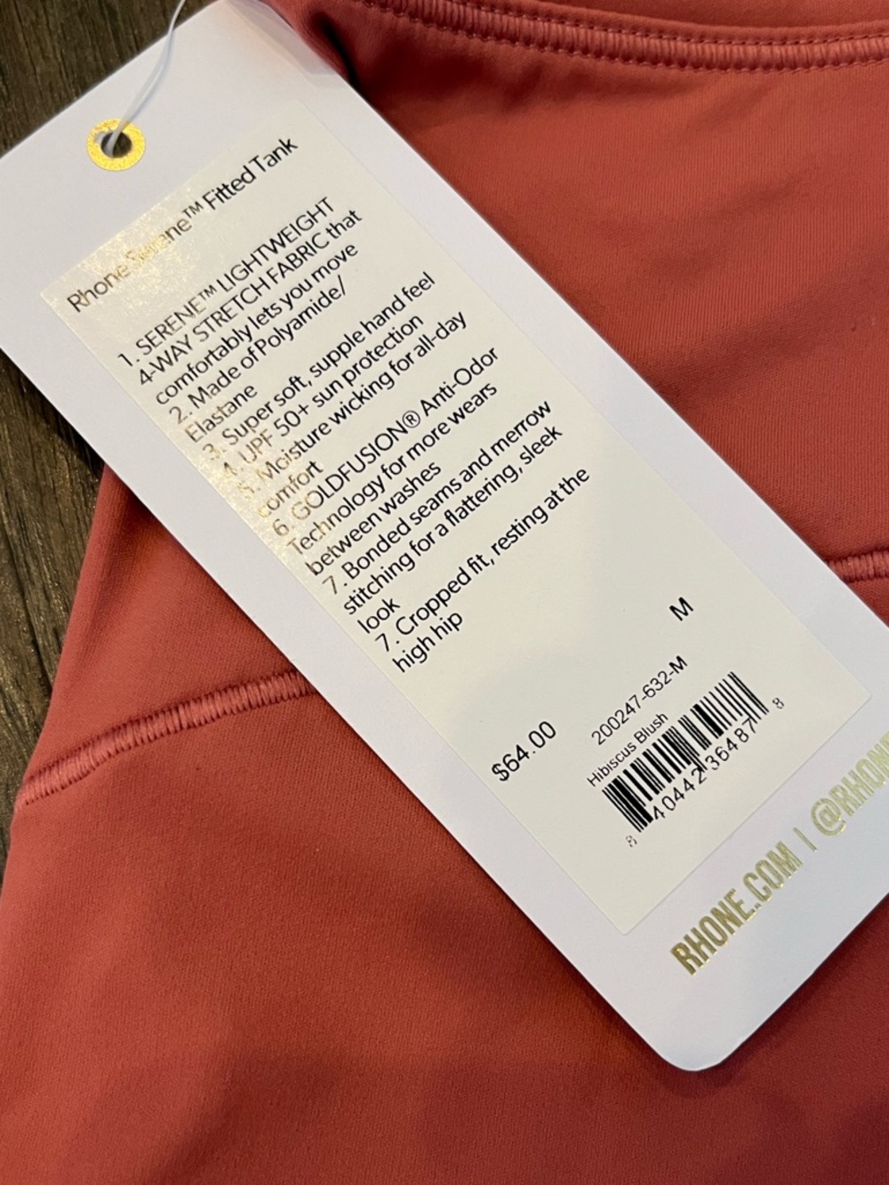 NWT Rhone Serene Fitted Tank | Hibiscus Blush 🌺 | Size Medium - Picture 6 of 7